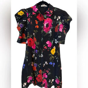 Alice + Olivia Gem puffed sleeved shirt dress - floral size small